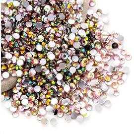 Lt Pink AB Rhinestones Bulk, 10000PCS Flat Back Round Jelly AB Rhinestones Non-Hotfix Crystal Gems Wholesale for Crafts Makeup Nails Face Tumblers Clothes Shoes Handmade Decoration 3mm