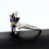 Uloveido Elegant Purple Flower Statement Rings White Gold Plated Cubic