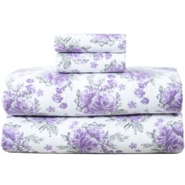 Bliss Casa 3 Piece 100% Cotton Flannel Sheet Set Twin - High GSM Deep Pockets, Warm Breathable Flannel Sheet Set. Flannel Bed Set Includes 1 Flat Sheet, 1 Fitted Sheet & 2 Pillowcases (Sabrina)