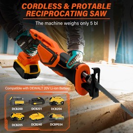 Cordless Reciprocating Saw Compatible DEWALT 20V LI-ION Battery.Electric Sierra Recíproca With Brushless Motor And 4 Blades、Tools-Free Blades Install.0-3500RPM Recipro sawzall For Wood/Metal/PVC.