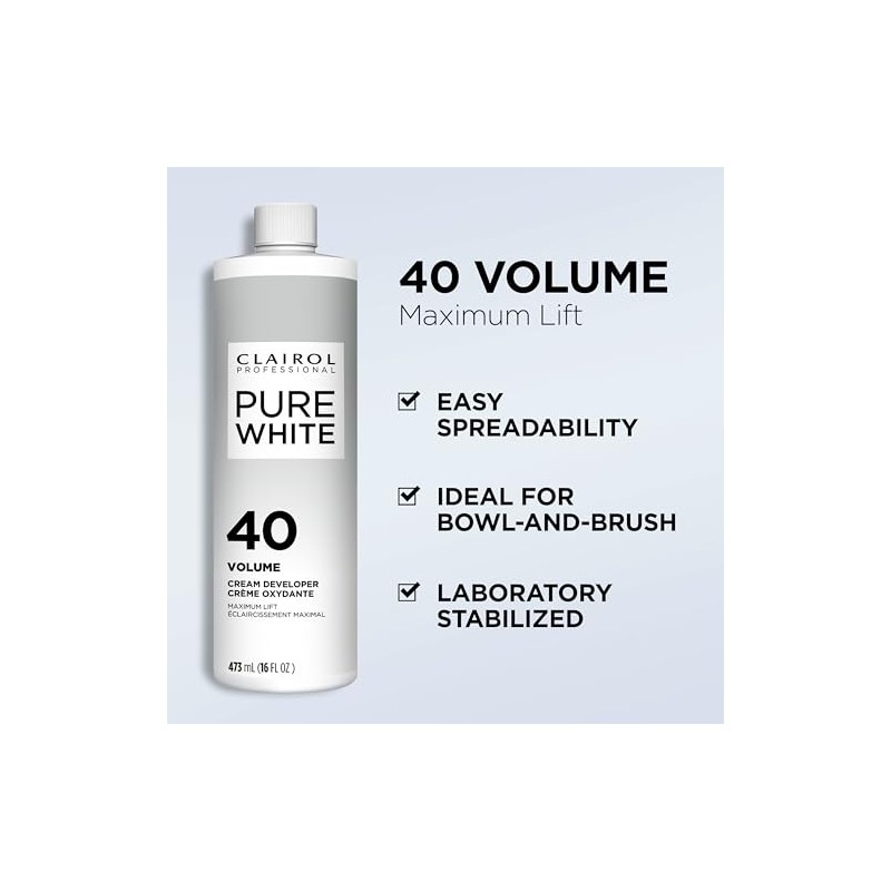 Clairol Soy 4Plex Pure White DEVELOPER 40 VOLUME Creme 16oz