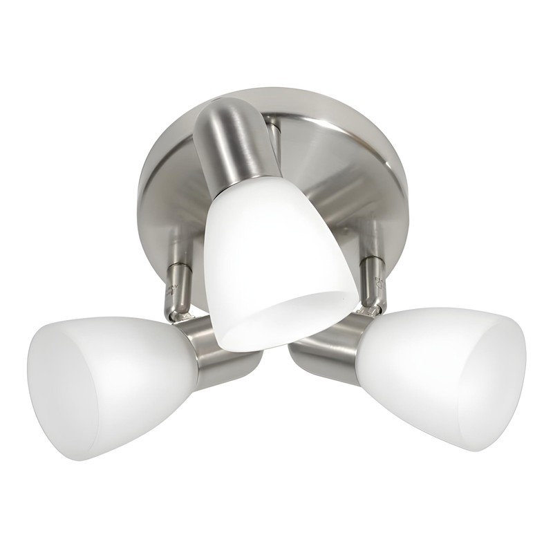 Delano 3 Light Ceiling Spotlight - Matt Nickel & White