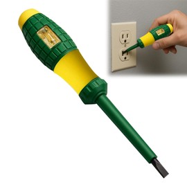 1PCS Electrical Screwdriver, Electric Tester Pen for 220V Circuits, Electrical Voltage Tester Pen with Plain Slot Blade, Insulated Handle, Test Screwdriver with Voltage Test Power Detector Probe