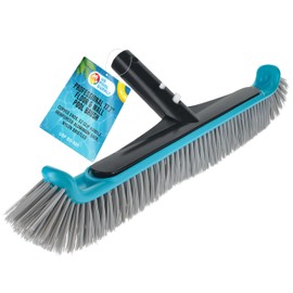 U.S. Pool Supply Pool Brush Head for Inground Pools - 17.7" Swimming Pool Brush with Pole Handle, Bristle Scrub Brushes with Curved Ends, Above Ground Cleaning Equipment Scrubber Cleaner Leaves Debris
