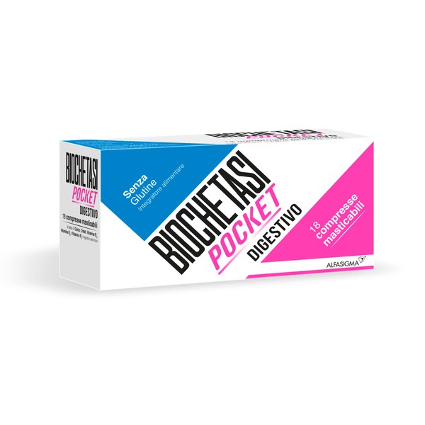 Biochetasi Pocket Digestive, 18 Chewable Tablets To Help Digestion Even Outside The Home. Sugar Free, Orange Flavour.