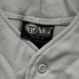 Tag Team New Tag Team Uniform Youth XL Gray Button Down Baseball Sleeveless Jersey Vest