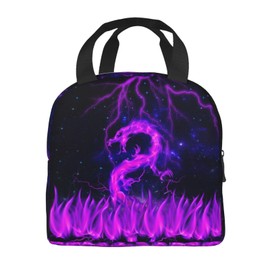 Purple Dragon Lunch Box Cool Lighting Insulated Lunch Bag Mini Cooler Lucnbox Back to School Thermal Meal Tote Kit for Boys Girls Men Women Office Work