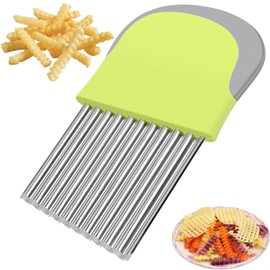 YUNYU Stainless Steel Crinkle Chip Cutter - Potato Chipper & Vegetable Chopper for Slicing, Dicing, Salad Prep & Frying | Multi-Purpose Kitchen Tool
