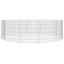 vidaxl 12-Panel galvanised Iron Animal Enclosure - Spacious Customizable Outdoor/Indoor pet playpen Run cage - Silver 21.3"x23.6"
