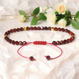 SA Natural Garnet Tiny Beads Healing Reiki Minimalist Dainty Gemstone Bracelet