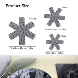 Yanghad Felt Pan Protectors, Pack of 12 Pan Protectors, Pan Protectors, Stacking Protection, 3 Sizes Pot Protectors, Pan Protection Pads, Felt Pan Pads, Adjustable Size (38/35/26 cm)