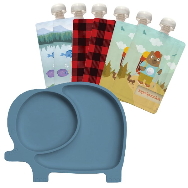 7-Piece Feeding Set SAGE SPOONFULS Suction Plate and Baby Food