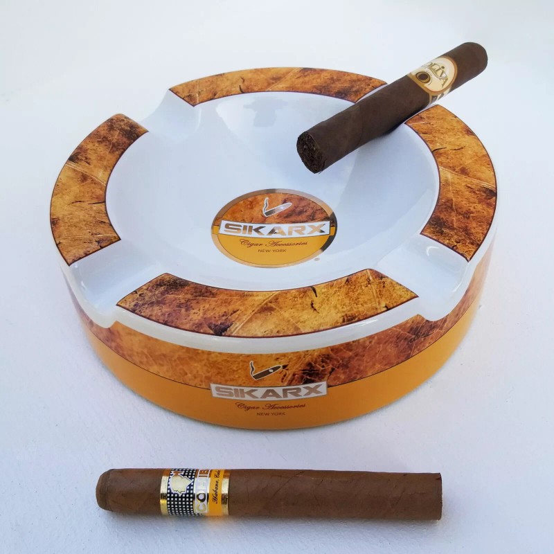 Sikarx Cigars Leaf Large Ceramic Ashtray for Patio / Outdoor