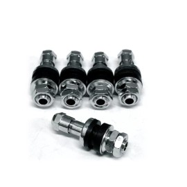 WheelFlip 4 piece set of metal / chrome bolt-in straight wheel valve stems (.453" / 11mm)