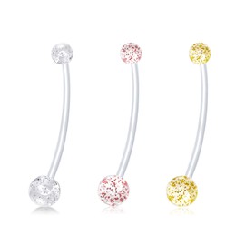 JFORYOU Bioflex Belly Button Piercing Pregnancy or Sports Flexible Plastic Pregnancy Piercing 1.6 mm 38 mm, Plastic