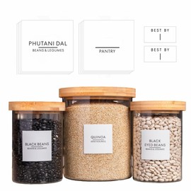 Pantry Label Stickers Including South Asian, Indian Essentials for Food Containers & Storage Organization and Expiration Labels for Kitchen Pantry (White, 2.5 by 2.5)