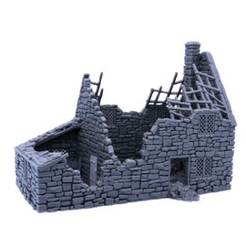 Ruined Crow Cottage House Building Set – Fantasy Historical Miniatures, Paintable 28mm – 32mm Medieval Building for RPG Wargaming Terrain