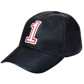 Unisex Herren Damen Snapback 100% Leder Schwarz Baseball Mütze Mit Verstellbarem Träger