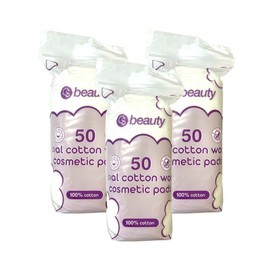 CS Beauty 50 Oval Cotton Wool Cosmetic Pads, 100% Cotton - Face - Manicure - Makeup Removal - Nails (3)