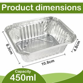 M1SS 25Pcs x 450ML No.2 Aluminium Foil Tray with Lids Catering Containers Silver Tin Foil Containers Food Grade with Paper Lid Bakeware Pan for Baking, Roasting and Freezing