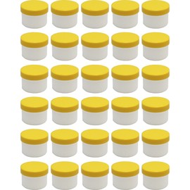 30 ointment containers, cream containers, flat ointment jar, 35 ml capacity with yellow lids, made in Germany