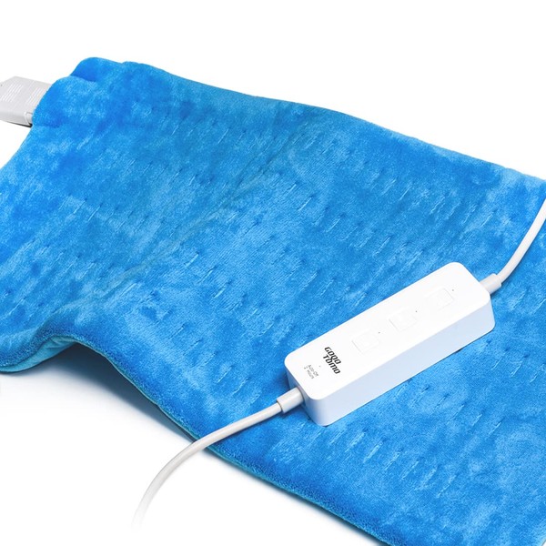 Heating Pad Electric Fast-Heating for Back/Waist/Abdomen/Shoulder/Neck Pain and Cramps Relief - Moist and Dry Heat Therapy with Auto-Off 12"x24" Hot Heated Pad by GOQOTOMO-HF-B(Blue)