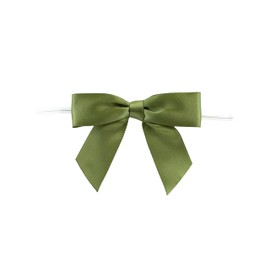 Reliant Ribbon 100 Piece Bow 3.25 Span X 2 Tails Twist Tie Ribbon, Moss, 7/8"