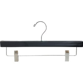 The Great American Hanger Company Wooden Bottom w/Clips, Black Finish with Chrome Hardware, Box of 25 by The American Company Standard Hanger, Large, Piece