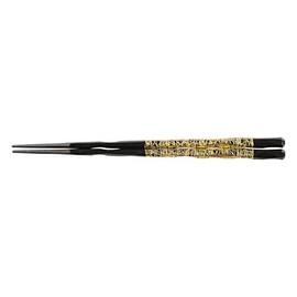 Fukui Craft PBT Hexagonal Single Blade Chopsticks, 9.4 inches (24.0 cm), Black/Gold Rung, 30010790
