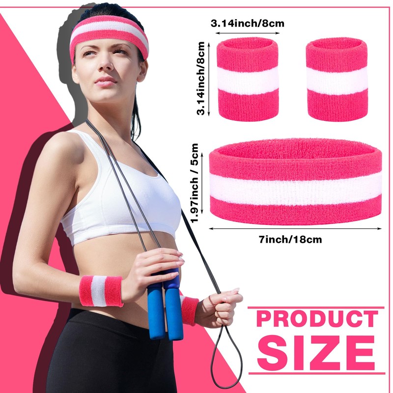 72 Pcs Bulk Striped Sweatband Set Include 24 Pcs Sweat