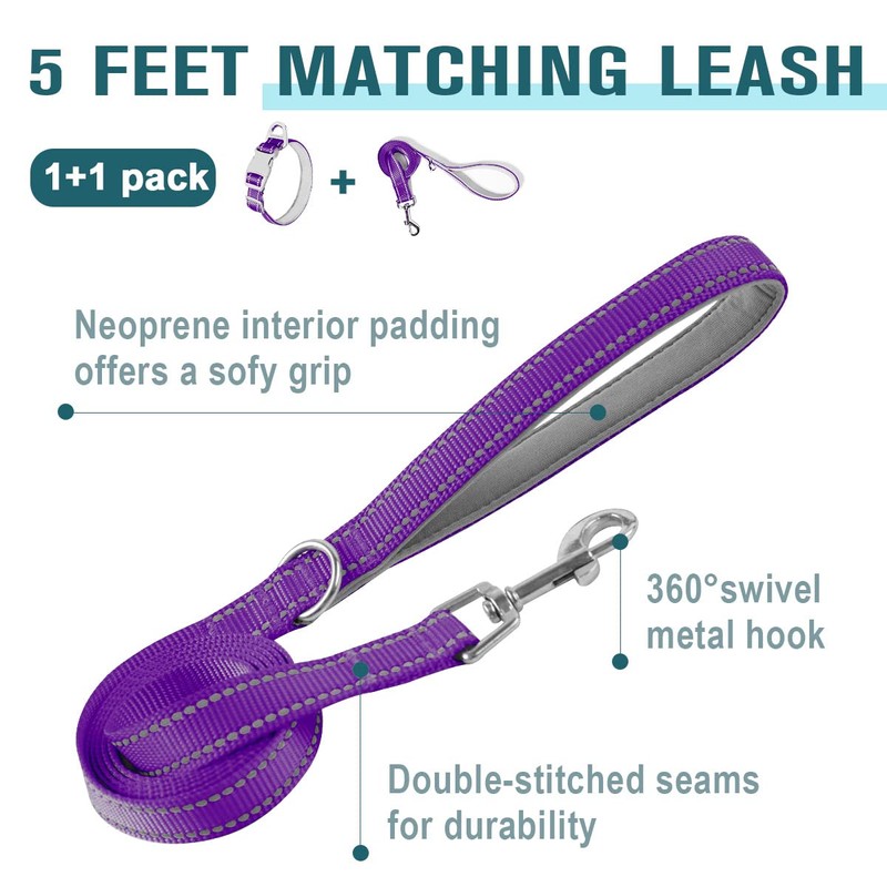 Dog Collar for Medium Small Large Dogs Reflective with Leash,Collar