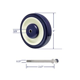 NINOSO 5" Shopping Cart Wheels, 3/8" Axle Replacement Casters Polyurethane Wheels for Cart, Each Caster Load 350lbs(20 Pack)
