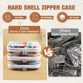 LSGCQ Clear Hard Shell Zipper Case 3 PCS Clear Cosmetic Make up Bag Waterproof Travel Toiletry Bag for Women, Hard Plastic Zipper Pouches Portable Travel Storage Organizer Bins (White, 5"x3"x2")