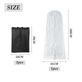 1 piece of non-woven dust cover, with 1 piece of shoe storage bag, Zip clothing protector, household clothing storage bag, foldable protective cover, suitable for wedding dresses