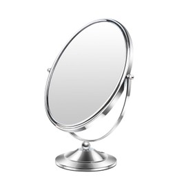 Espejo de Maquillaje con Soporte, Espejo de Aumento 1X/3X de Doble Cara, Giratorio 360°, Espejo de Mesa para Tocador, Baño y Afeitado