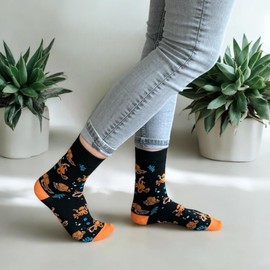 Tindo Colourful Socks with Motif Funny Crazy Socks for Men and Women Gift Socks Unisex One Size UK 3-9 Crew Socks 1 Pair, Octopus