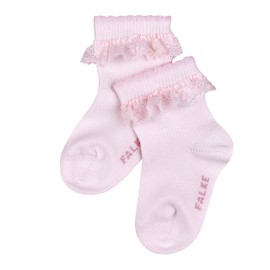 FALKE Unisex Baby Romantic Lace Socks Breathable Sustainable Cotton Skin-friendly Festive Fine Elegant with Ruffle on the Cuffs Ideal for Christening Elastic Zone on the Ankle 1 Pair, pink
