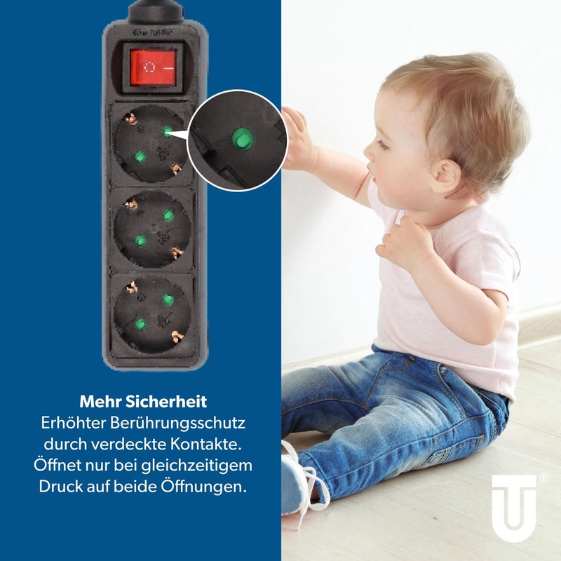 UNITEC Table Socket 3-Way with Switch, Power Strip, 1.4 m