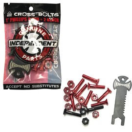 Independent Skateboard Hardware 1" Phillips Red/Black Mounting Bolts with Tool