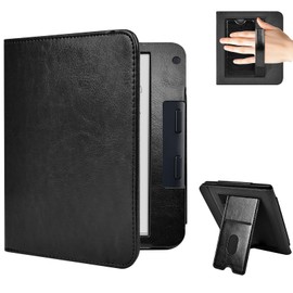 E NET-CASE Stand Case for Kobo Libra Colour (2024) / Kobo Libra 2 (2021) 7" eReader - Premium PU Leather Stand Cover Auto Sleep/Wake with Card Slot and Hand Strap, Black