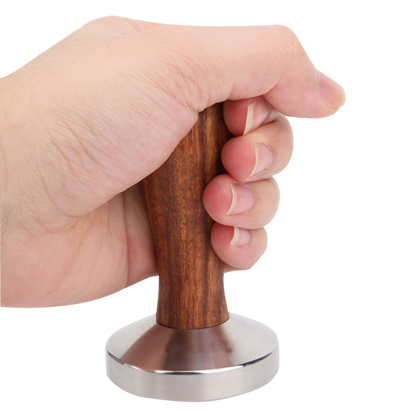 58mm Stainless Steel Coffee Tamper Wooden Handle Powder Pressing Tool