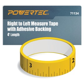 POWERTEC 4' Measuring Tape with Adhesive Backing, Right to Left Imperial, Peel & Stick Metal Tape for T Track, Workbench, Table Saw, Band Saw, Miter Saw, Woodworking Tools & Jigs (71134)