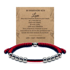 LAMIBEE Golf Stainless Steel 10 Bead Score Counter Bracelet, Golf Stroke Count Bracelet, Resizable Easy to Adjust Golf Round Scoring Tracker, Durable Stylish Golf Accessory (Red and Black)