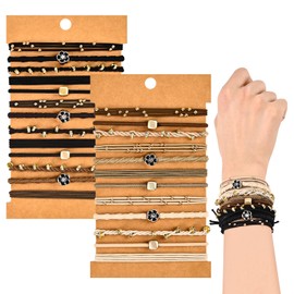 Yonchic 25-Piece Boho Hair Ties Bracelets for Girls and Women, Elastic Scrunchies No Damage Ponytail Holder Hair Bands for Thin or Thick Hair, Fashion Rubber Band Hair Accessories (Neutral02)