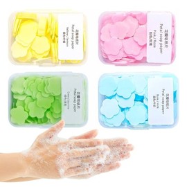 200 Petalos Láminas Jabón Portátiles Viaje Limpieza Manos, Desechables, para Niños Lavado A Mano De Viaje para Ropa Jabón De Papel Perfumado y Espumos