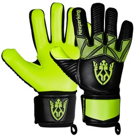 Keeperking Goalkeeper Gloves Children Youth Adults Football Gloves without Fingersave 4 mm Forehand (10, B-Yellow)