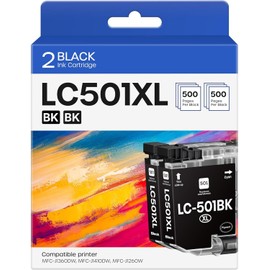 belietop LC501XL Ink Cartridges Compatible for Brother LC501XL, 2 Black