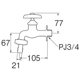 SANEI [Coupling Horizontal Faucet] Nominal 20 Hose Connection Diameter 0.8 inch (21 mm) Y30J-20