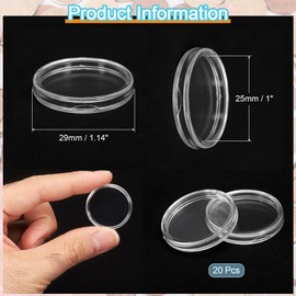 sourcing map 20 Pcs 25mm Silver Dollar Coin Holders, Plastic Coin Capsule Covers Acrylic Clear Round Coin Collection Supplies Container for Silver Coin Protectors or NFC Tag
