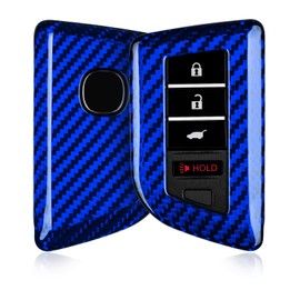 T-carbon Key Fob Cover Compatible with Acura MDX 2025 4 Buttons Accessories,Glass Fiber Key Fob Case with Keychain Fits Acura RDX RLX NSX ILX TLX TLX-L CDX 2022 2023 2024 Smart Remote Keyless Blue